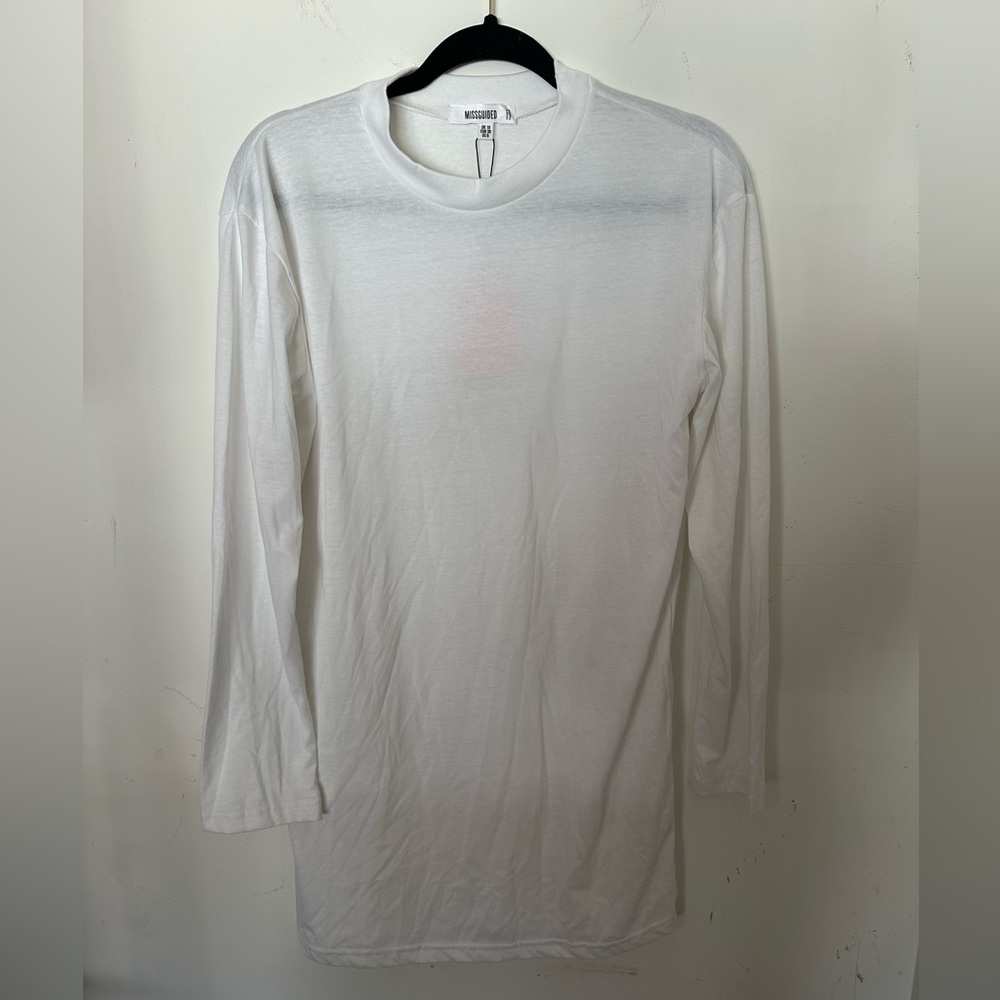 NWT Missguided White Basic T Shirt Dress - Picture 2 of 4
